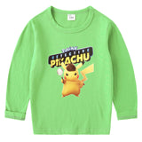 Children Pokemon Pikachu Hoodie Spring and Autumn Bottoming Shirt Boys' T-shirt