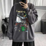 Men Sweatshirts Graffiti Printed Crew Neck Sweatshirt Men's Casual Loose