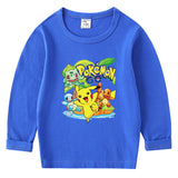 Children Pokemon Pikachu Hoodie Spring and Autumn Undershirt Boys and Girls T-shirt