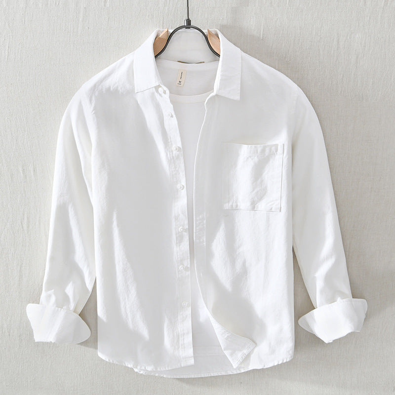 White Work Shirts Spring/Summer Single Pocket Long Sleeve Casual Shirt