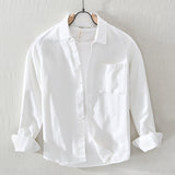 White Work Shirts Spring/Summer Single Pocket Long Sleeve Casual Shirt