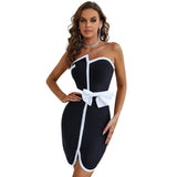 Victoria Beckham Dresses Spring Black and White Stitching Elegant Backless Ladies