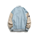 Baby Blue Varsity Jacket Men's Autumn Coat Loose Fashion Baseball Collar Jacket