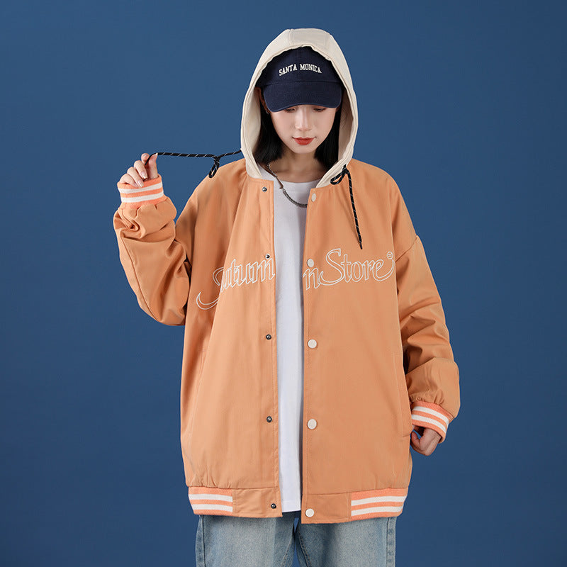 Black Varsity Jacket Autumn Neutral Men's Baseball Uniforms Jacket Coat Girls Loose Embroidery Flight Suit