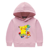 Children Pokemon Pikachu Hoodie Autumn and Winter Boys and Girls Children Fleece-Lined Long Sleeve