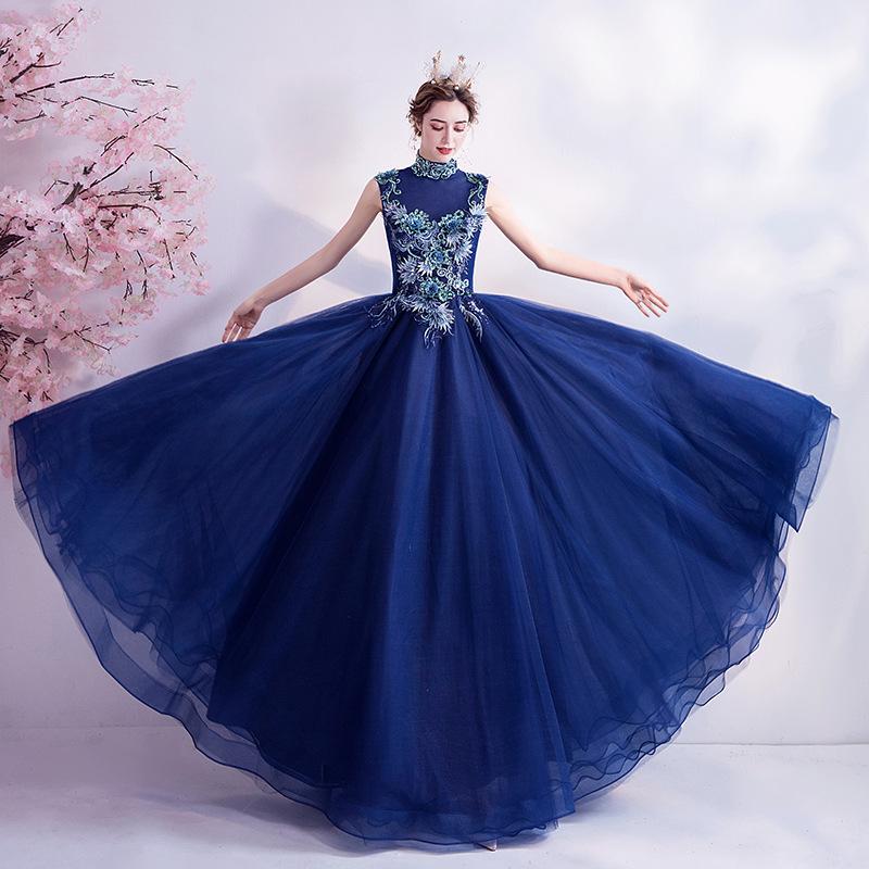 Women'S Evening Dress Ball Gown Princess Quinceanera Wedding Dresses Blue Bridal Evening Dress Host Engagement Dress Female