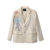 Men's Casual Suit Man Blzer Dark Letter Embroidery Casual Suit Jacket Men's Loose Lapels Small Suit Jacket