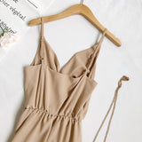 Mauve Dress Summer Fashion V-neck Lace-up Suspender Jumpsuit Suspender Dress for Women