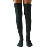 Winter Chunky Cable Thick Knit Thigh High Socks Long Stockings Boot Knitted Socks over the Knee Lengthened Stockings