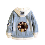 Stranger Things Hellfire Club Coat Fake Two-Piece Denim Jacket Spring and Autumn Loose Denim Jacket Hooded Jacket