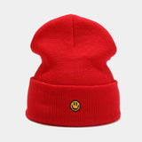 Smiley Face Cap Cute Smiling Face Embroidery Knitted Hat