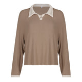 Preppy Aesthetic Sweater Autumn Women Clothing Solid Color Long Sleeve