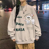 Men Sweatshirts Autumn and Winter Fleece Sweater Men's round Neck Baggy Coat