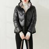 Women Winter Coats Puffer Jacket Down Coat White Duck Down Graceful Stand Collar Women's Short Autumn and Winter New