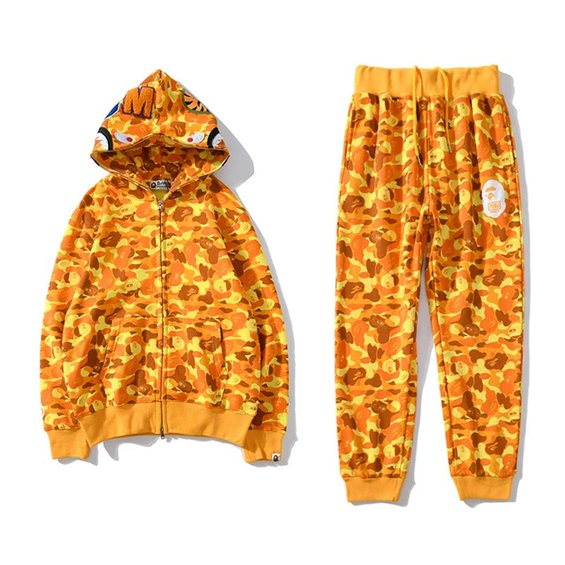Pubg Bape Men'S Women'S Pullover Jacket&Pant 2 Piece Set