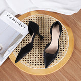 Nude Block Heels Closed Toe Stiletto Heel Women's Spring Satin Comfortable Shoes