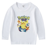 Children Pokemon Pikachu Hoodie Cotton T-shirt Crew Neck