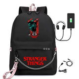 Stranger Things Hellfire Club Backpack Stranger Things Printed USB Backpack Student School Bag