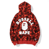 Shark Print Jacket Camouflage Male And Female Couples Wear Plus Size Loose Pullover Hoodie Sweater
