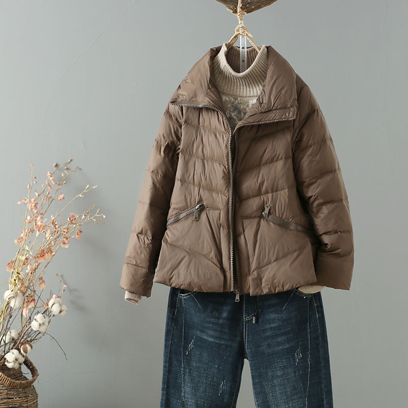 Women Winter Coats Puffer Jacket Down Coat Fall/Winter Stand-up Collar Thermal Light Thin Short Down Jacket Coat