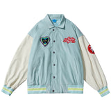 Corduroy Varsity Jacket Vintage Multicolor Jacket Embroidered Baseball Uniform Men's and Women's Spring and Autumn Baggy Coat