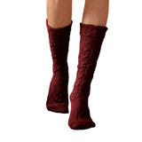 Winter Chunky Cable Thick Knit Thigh High Socks Long Stockings Boot Adult Bunching Socks Female
