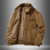 Corduroy Varsity Jacket Autumn Winter Coat Men's Fleece Jacket Retro Short Overalls Berber Fleece Coat