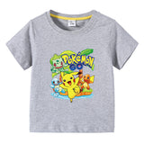 Children Pokemon Pikachu T Shirt Short Sleeve Cotton T-shirt Casual Sports