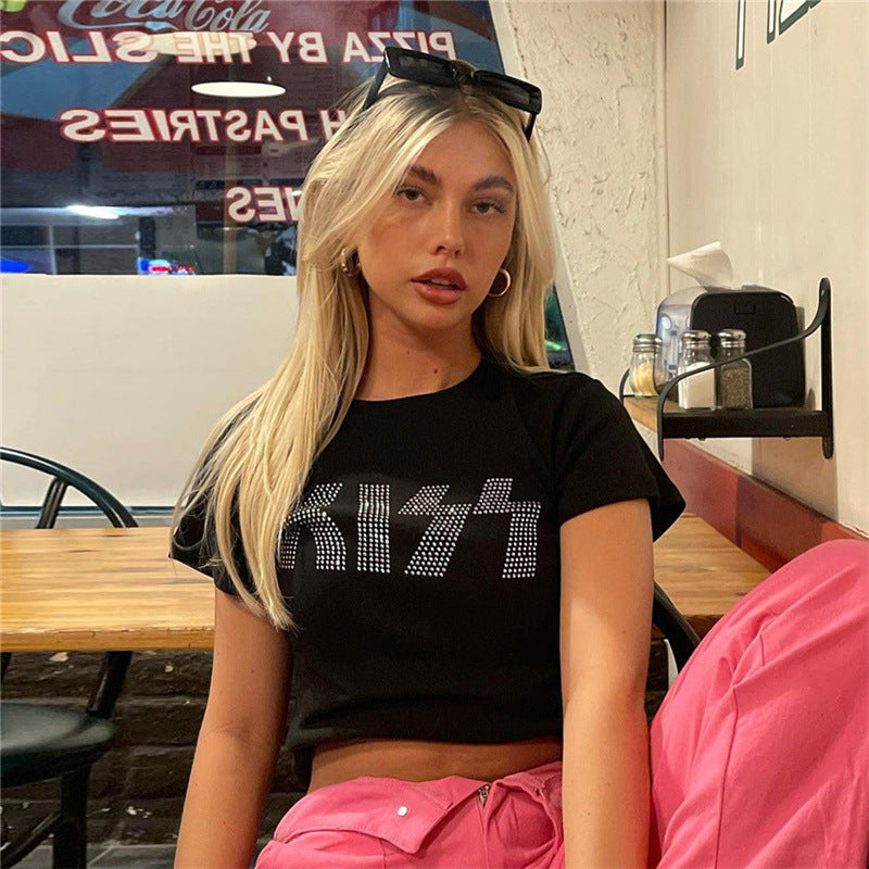 Music Festivals Rave Outfits Girls Tops Summer Women's Fashion Short Sleeve round Neck T-shirt