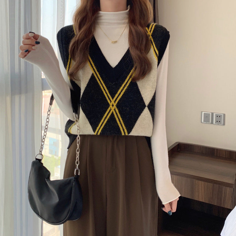 Preppy Aesthetic Sweater Spring and Autumn Knitted Sweater Vest