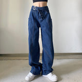 Julia Fox Low Rise Trousers Personality Design Loose Wide Leg