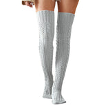 Winter Chunky Cable Thick Knit Thigh High Socks Long Stockings Boot Autumn and Winter Knitting Jacquard Stockings