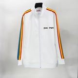 Palm Angels Sweatshirts Colorful Stripes Men and Women Baggy Coat Retro Sports and Leisure