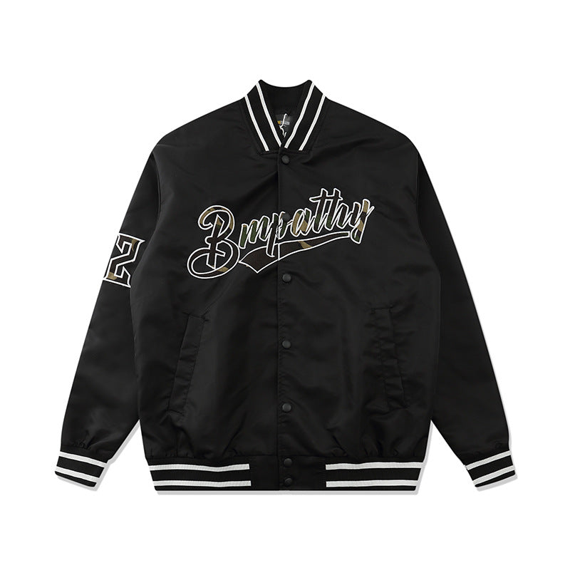 Baby Blue Varsity Jacket Letter Embroidered Baseball Uniform Coat Loose Jacket Men