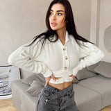Music Festivals Rave Outfits Girls Tops Winter Women's Clothing Lapel Sexy Knitwear