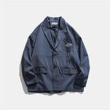 Men's Casual Suit Man Blzer Chain Vertical Striped Suit Jacket Men's Loose Lapels Suit Jacket