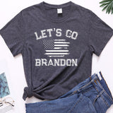 Let's Go Brandon T Shirt Letter Print Short-Sleeve T-shirt for Women