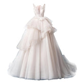 Women'S Evening Dress Ball Gown Princess Quinceanera Wedding Dresses Trailing Sexy Bridal Seascape Wedding Dress Princess Pettiskirt