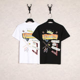 WGM Closing Shark Graffiti Crown Printing Youth Men's and Women's Short-Sleeved T-shirt