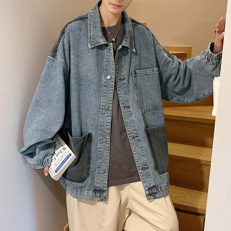 Men Denim Jacket Men's Loose Retro Jacket