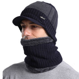 Mens Winter Hats Warm Wool Hat Scarf Color Matching Knitted Hat