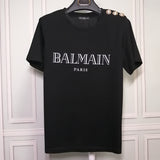 T Shirt Balmain Mercerized Cotton Fabric T-shirt Simple Letters