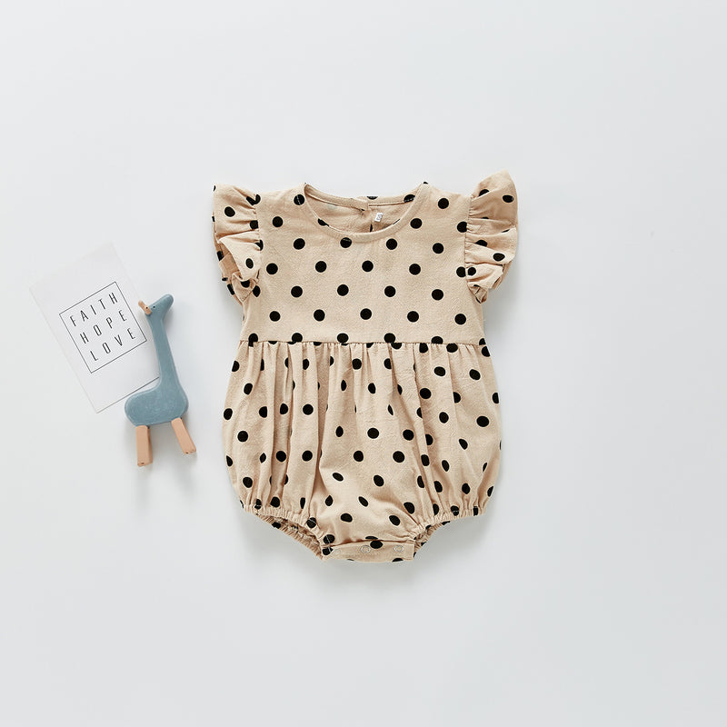 Summer Rompers Polka Dot Short Sleeve Jumpsuit Girls' Lace Rompers Jumpsuit