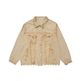 Men Denim Coat Jean Jackets Ripped Washed Do the Old Cowboy Coat Men's Irregular Hem Jacket Top Denim Clothing