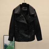 Women PU Leather Jacket Biker Motorcycle Coat Leather Jacket Women 'S Spring and Autumn Loose Biker 'S Leather Jacket