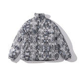 Mens Fall Outfits Cotton-Padded Coat Winter Leopard Print Color Matching Couple Bread Coat Cotton-Padded Casual Coat