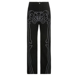 Julia Fox Low Rise Trousers Printed Low Waist Jeans Trousers