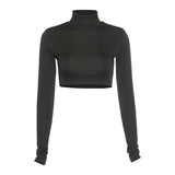 Music Festivals Rave Outfits Girls Tops Autumn and Winter Women's Long Sleeve Solid Color Fashion T-shirt