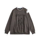 Preppy Aesthetic Sweatshirt Couple Sweater Bear round Neck Top for Men