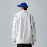 Denim Varsity Jacket Fall Winter Cowboy Coat Men's All-Match Solid Color Loose Jacket